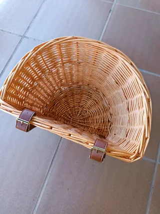 Cesta Mimbre Bicicleta Cuero
