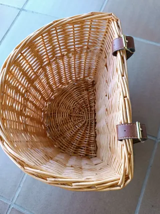 Cesta Mimbre Bicicleta Cuero