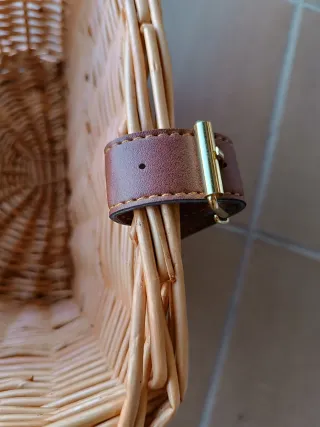 Cesta Mimbre Bicicleta Cuero