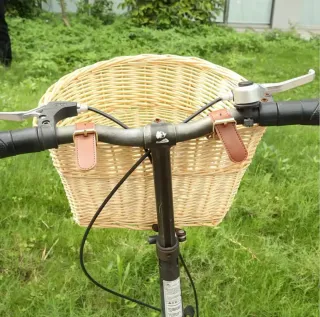 Cesta Mimbre Bicicleta Cuero