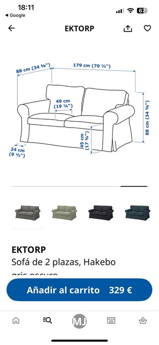 Sofá Ikea Ektorp Gris
