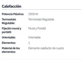 CALEFACTOR EXTERIOR ORIENTABLE POTENCIA MAX. 2500W