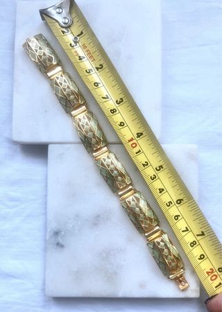 Pulsera dorada eslabones articulados verde