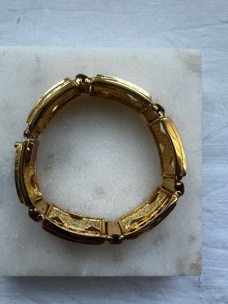 Pulsera dorada eslabones articulados verde