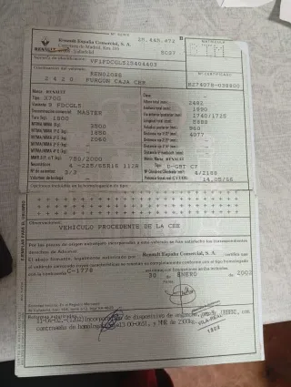 Renault màster 2002 capitone 3 plazas