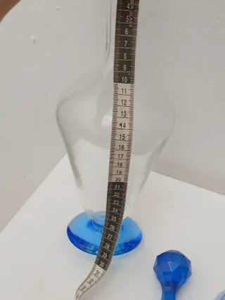 Bottiglia vintage Murano blu trasparente