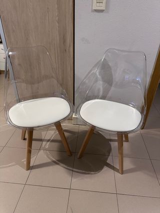 Juego de 2 Sillas Transparentes Comedor