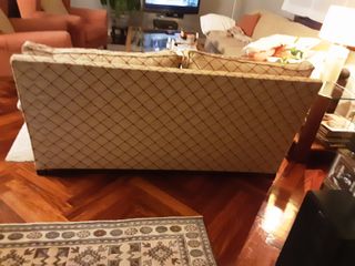 Sofá de 2 plazas beige y rojo