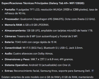 Samsung Galaxy Tab A9+ 128GB Wifi