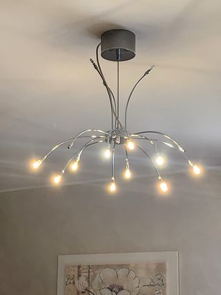 Lampadario acciaio 15 luci perfettamente funzionan