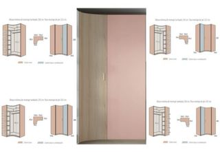 Armario esquinero rosa y blanco