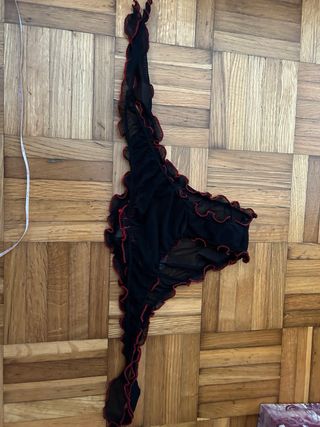 Mutandine sexy nere con rouches rosse