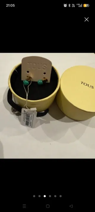 PENDIENTES TOUS ORO 18 KILATES Y MALAQUITA NUEVOS