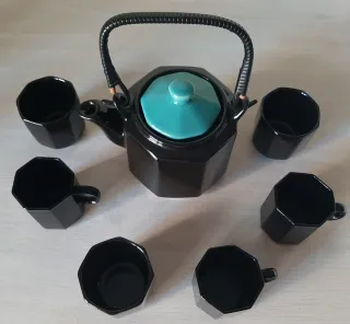 Juego té/café cerámica octogonal vintage