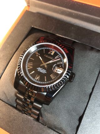 Seiko Mod - DateJust Acero Negro (Reloj Negro)