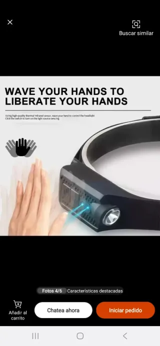 Linterna frontal LED con inducción