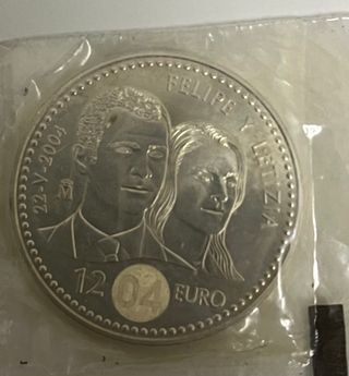 Moneda 12 Euros 2004 Boda Príncipe Felipe y Letizi