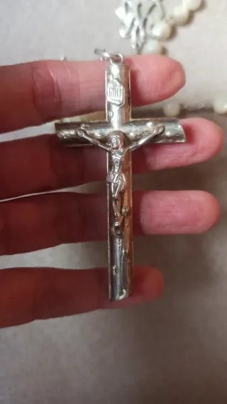 Rosario antiguo plata y nacar