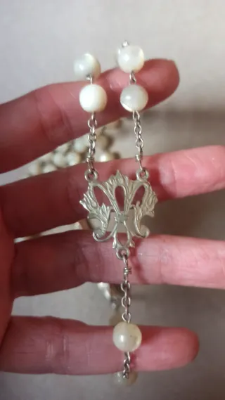 Rosario antiguo plata y nacar