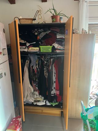 Armario Mueble Naranja Madera Mimbre