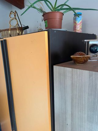 Armario Mueble Naranja Madera Mimbre