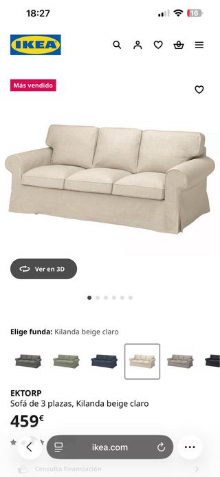 Sofá IKEA EKTORP 3 plazas beige