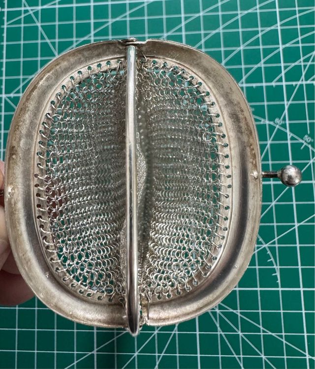 Monedero Plata 800 Malla Doble Compartimento