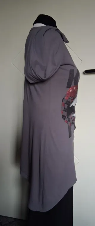 T-shirt donna manica lunga grigia con stampa