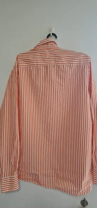 Camisa Tommy Hilfiger Rayas Naranja y Blanca