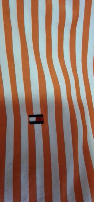 Camisa Tommy Hilfiger Rayas Naranja y Blanca