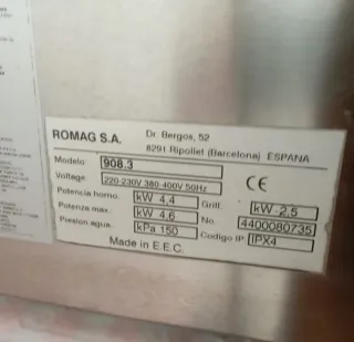 Horno Industrial ROMAG S.A. Modelo 908.3