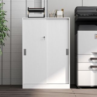 Armario De Oficina Con 3 Estantes Y 2 Llaves De Seguridad, Mueble De Oficina En Aglomerado, 80X40X120 Cm, Blanco
