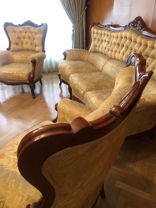 Conjunto Tresillo Isabelino Tapizado