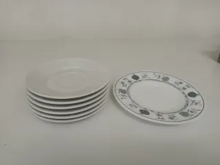 Juego 7 Platos Postre y 12 platos de Café Porcelan