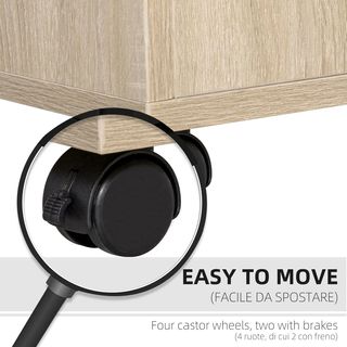 Armario Multiusos para Impresora, Con 2 Cajones, Estantes Abiertos Regulables para Casa, Oficina, Sala de Estar, Roble