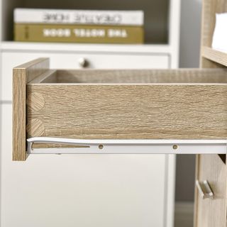 Armario Multiusos para Impresora, Con 2 Cajones, Estantes Abiertos Regulables para Casa, Oficina, Sala de Estar, Roble