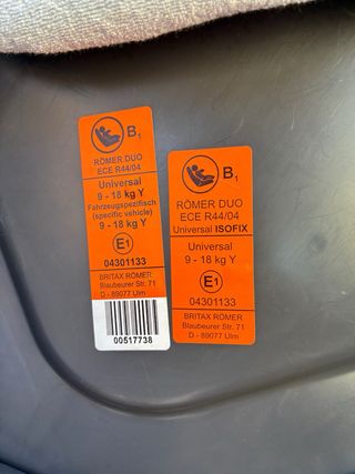 Pack 2 Sillas Coche Romer Duo ISOFIX