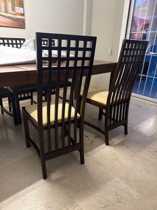 6 Sillas Comedor Madera Pino Beige/Marrón