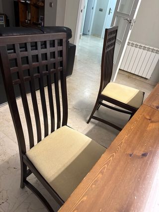 6 Sillas Comedor Madera Pino Beige/Marrón