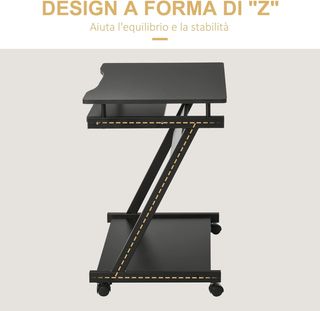 Escritorio para Computadora Porta PC Clásico y Ahorra Espacio, Escritorio para Habitación con Tablero de Teclado Retráctil, 4 Ruedas y Estante Inferior Negro 60X48X73Cm