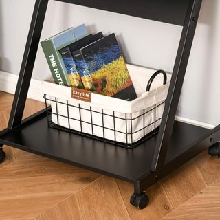 Escritorio para Computadora Porta PC Clásico y Ahorra Espacio, Escritorio para Habitación con Tablero de Teclado Retráctil, 4 Ruedas y Estante Inferior Negro 60X48X73Cm