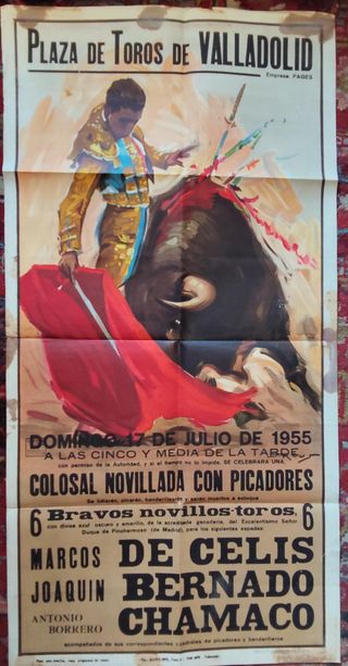 CARTEL DE TOROS PLAZA DE TOROS DE VALLADOLID 1955
