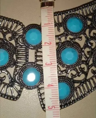 Collar llamativo étnico-bohemio turquesa