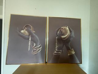 Set 2 Cuadros Modernos Manos Doradas