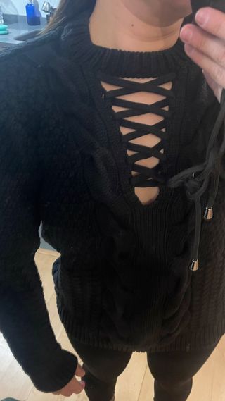 Jersey negro trenzado talla S
