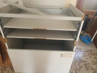 Mueble de cocina diseño, blanco, cristal, cajones