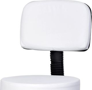 Taburete Giratorio Con Respaldo, Altura Regulable Y 5 Ruedas en Piel PU Blanca para Casa O Tienda