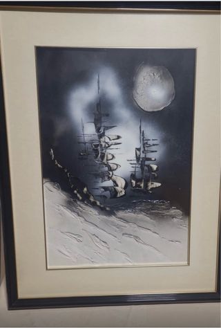 Cuadro relieve blanco y negro