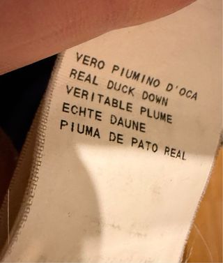 Plumífero azul de pluma de oca