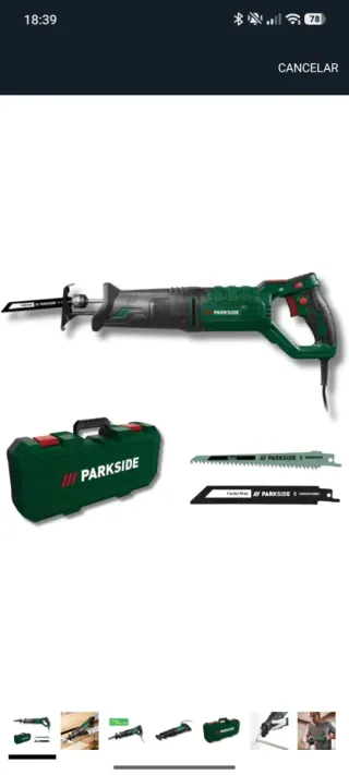 Sierra de sable de calar Parkside con maletín